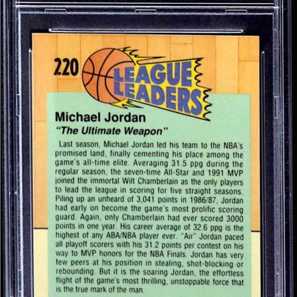 Michael Jordan 1991-92 Fleer #220 LL (PSA 8) - Picture 2 of 2